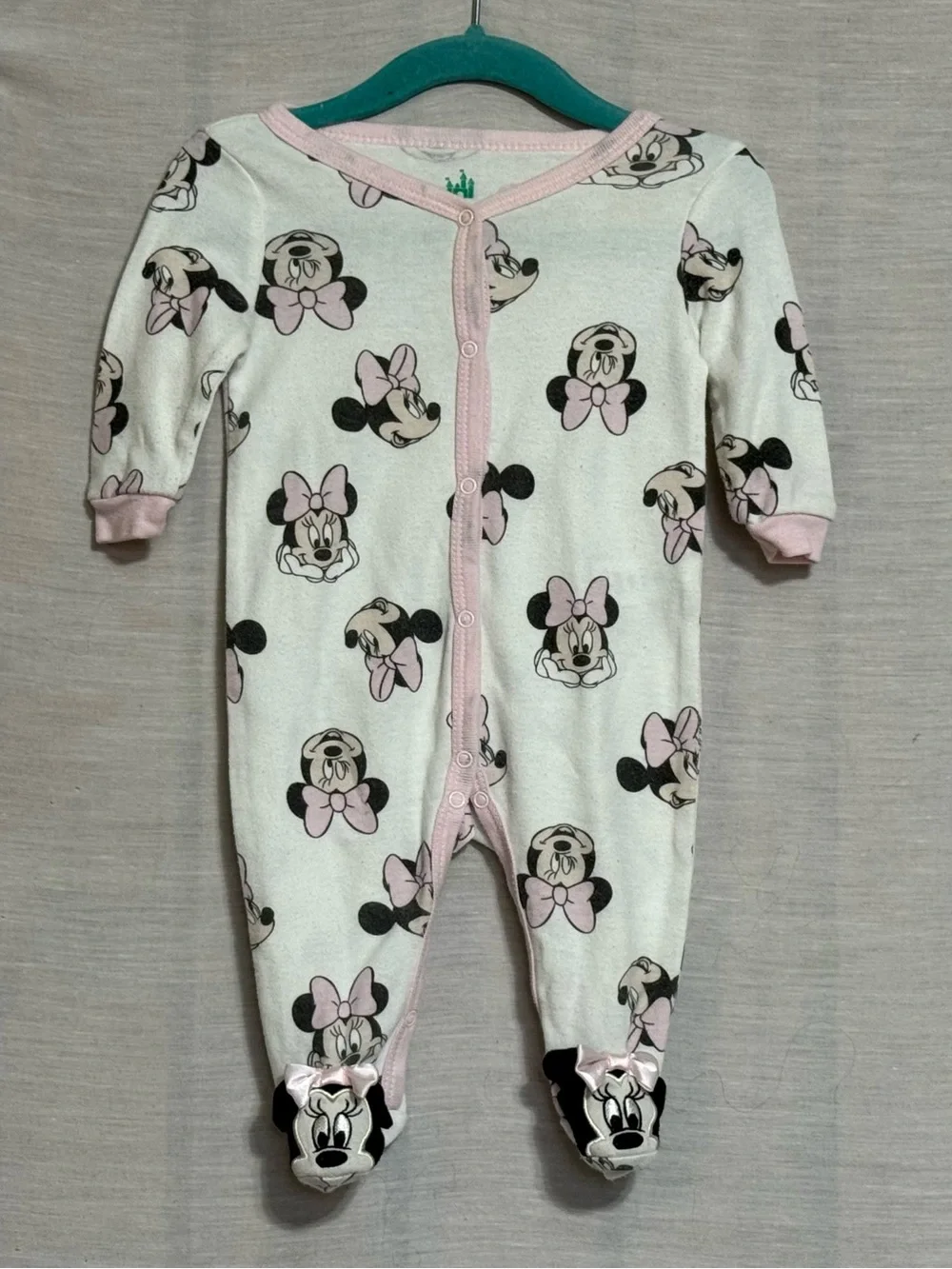 Disney Baby Minnie Mouse Footed Sleepers Pajamas Lot of 3